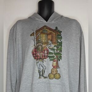 Always Blanks Gray Hoodie with 90's Vintage Lumberjack Graphic Size XL BP3068